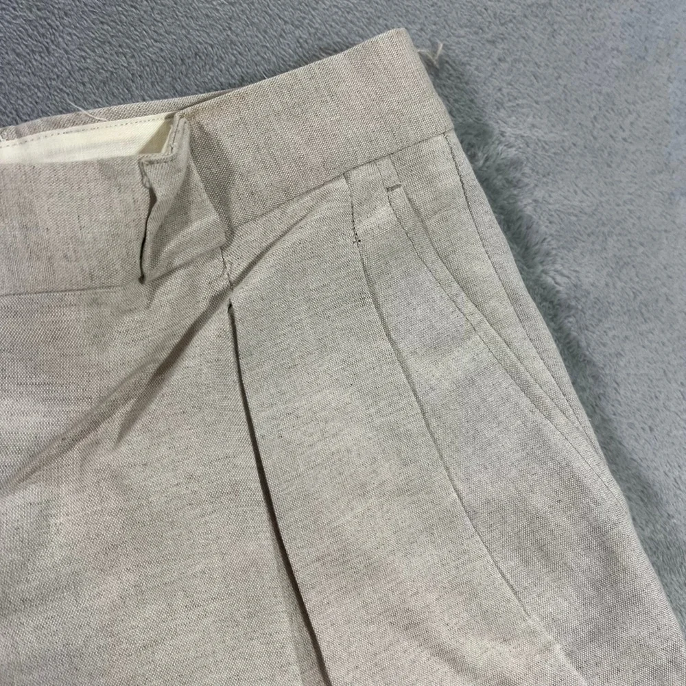 Barcelino Linen Pleated Pants Mens 32 Beige Good Made in Italy Luxury Trousers